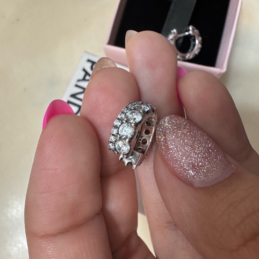Pandora Authentic Double Band Pavé Hoop Earrings